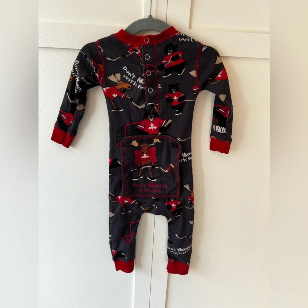 Lazy One Baby Don’t‎ Moose With Me One Piece Flapjack Pajamas Size 6 Months